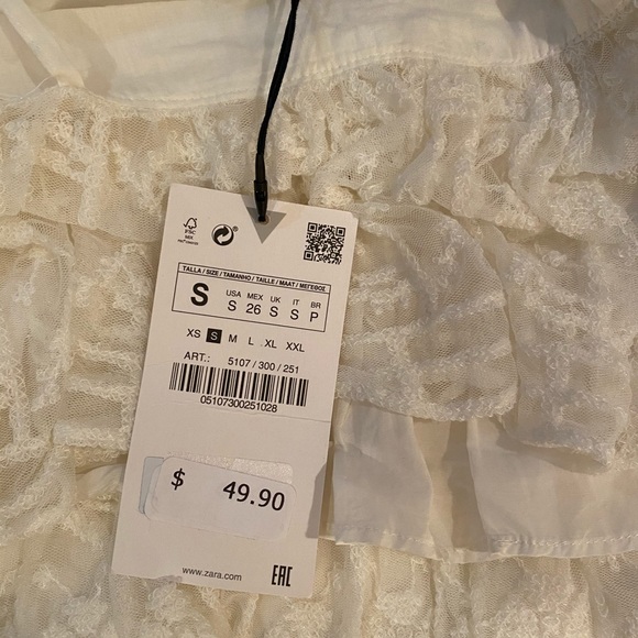 NWT ZARA EMBROIDERED TIERED DRESS SMALL - Picture 4 of 6